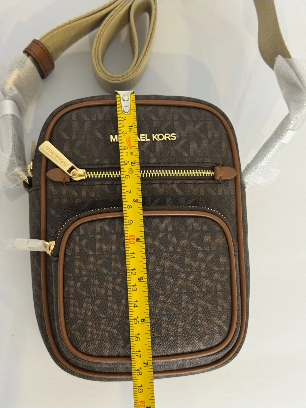 Michael Kors Jet Set Medium Signature Logo Crossbody Bag Brown NWT